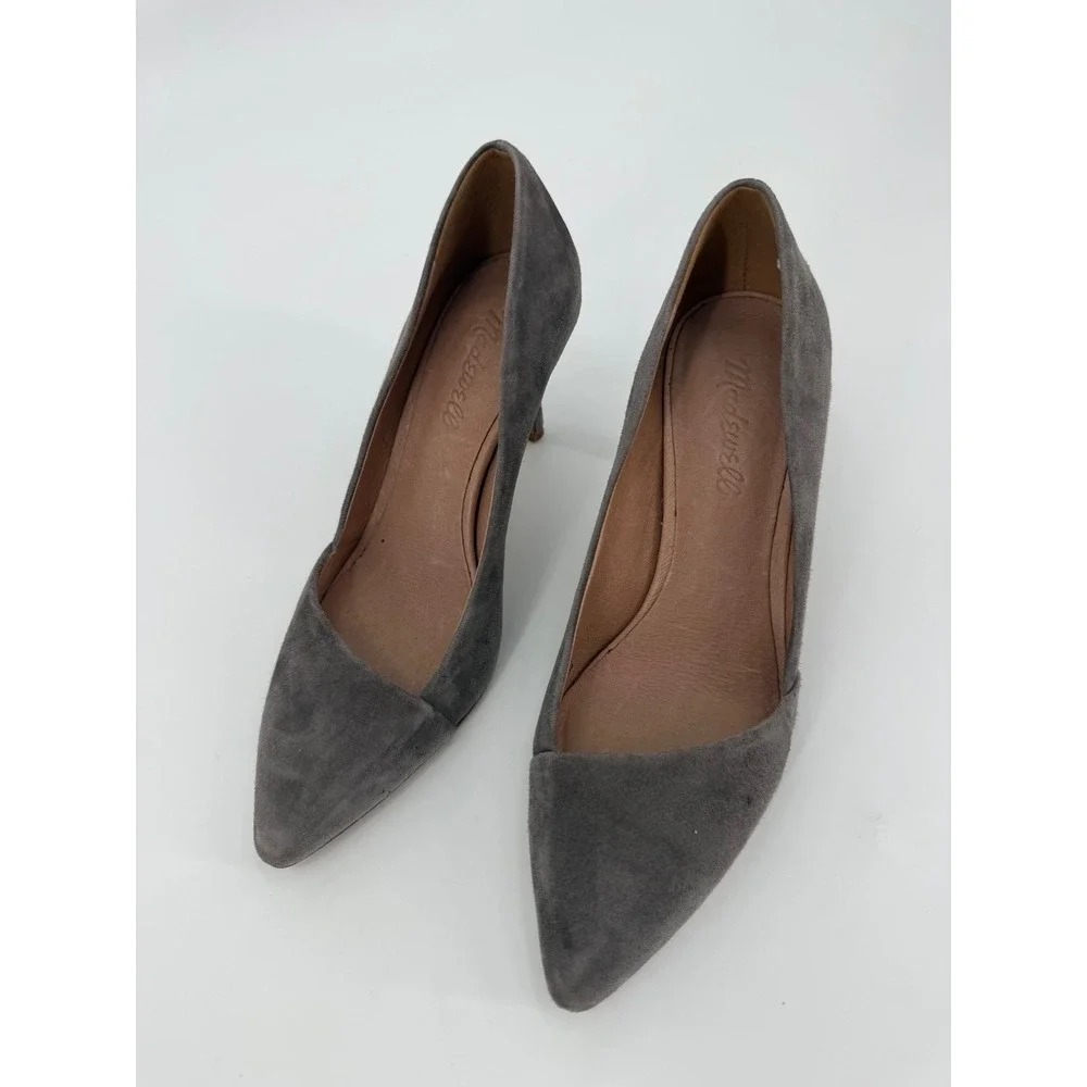 Madewell The Mira Pump Gray Suede Pointed Toe Stiletto Heels E5133 Womens 7
